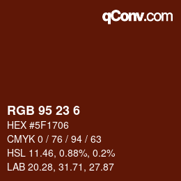 Color code: RGB 95 23 6 | qconv.com