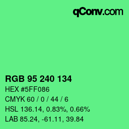 Color code: RGB 95 240 134 | qconv.com