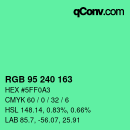 Color code: RGB 95 240 163 | qconv.com