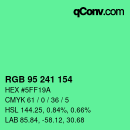 Color code: RGB 95 241 154 | qconv.com