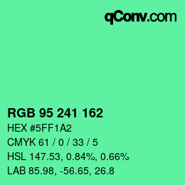 Color code: RGB 95 241 162 | qconv.com