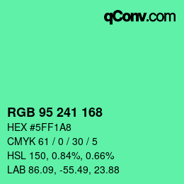 Color code: RGB 95 241 168 | qconv.com