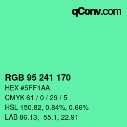 Color code: RGB 95 241 170 | qconv.com