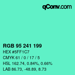 Color code: RGB 95 241 199 | qconv.com