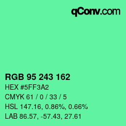 Color code: RGB 95 243 162 | qconv.com