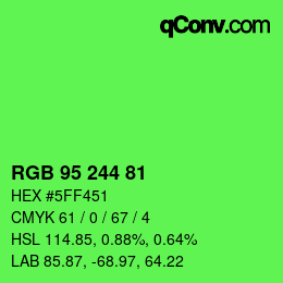 Código de color: RGB 95 244 81 | qconv.com