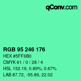 颜色代码: RGB 95 246 176 | qconv.com