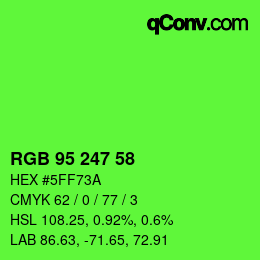 Color code: RGB 95 247 58 | qconv.com