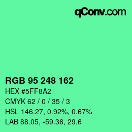 カラーコード: RGB 95 248 162 | qconv.com