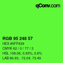 Color code: RGB 95 248 57 | qconv.com