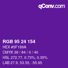 Color code: RGB 95 24 154 | qconv.com
