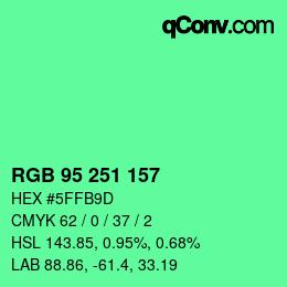 Color code: RGB 95 251 157 | qconv.com