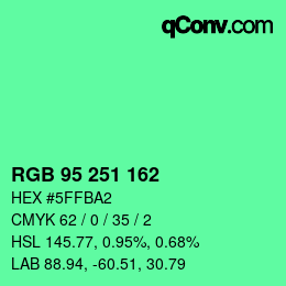 Color code: RGB 95 251 162 | qconv.com