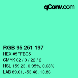 Color code: RGB 95 251 197 | qconv.com