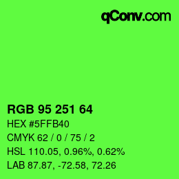 Código de color: RGB 95 251 64 | qconv.com