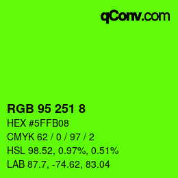 カラーコード: RGB 95 251 8 | qconv.com