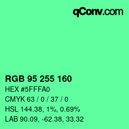 Color code: RGB 95 255 160 | qconv.com