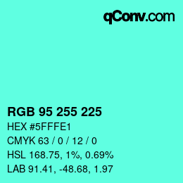 Color code: RGB 95 255 225 | qconv.com