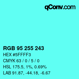 Color code: RGB 95 255 243 | qconv.com