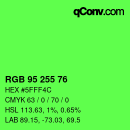 Color code: RGB 95 255 76 | qconv.com