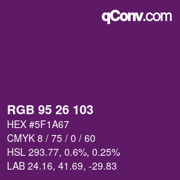 Color code: RGB 95 26 103 | qconv.com