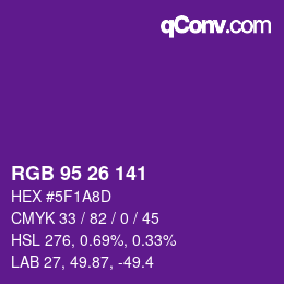 Color code: RGB 95 26 141 | qconv.com