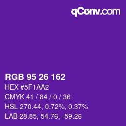 Color code: RGB 95 26 162 | qconv.com