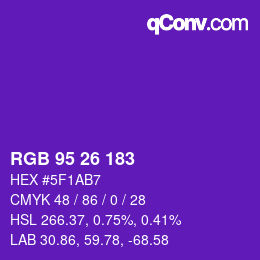 Color code: RGB 95 26 183 | qconv.com