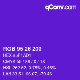Color code: RGB 95 26 209 | qconv.com