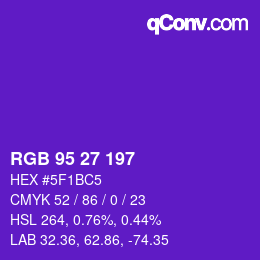 颜色代码: RGB 95 27 197 | qconv.com