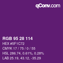 Color code: RGB 95 28 114 | qconv.com