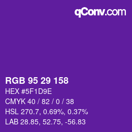 Color code: RGB 95 29 158 | qconv.com