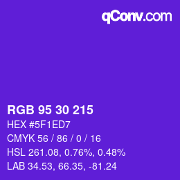 颜色代码: RGB 95 30 215 | qconv.com
