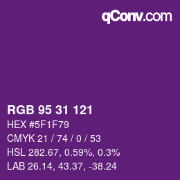 Color code: RGB 95 31 121 | qconv.com