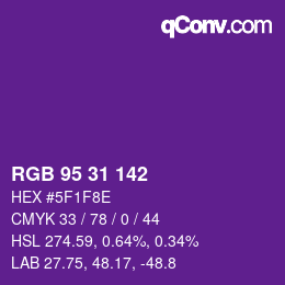 Color code: RGB 95 31 142 | qconv.com