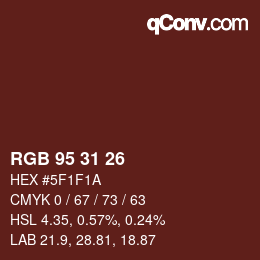 Color code: RGB 95 31 26 | qconv.com