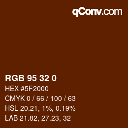Color code: RGB 95 32 0 | qconv.com