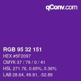 Color code: RGB 95 32 151 | qconv.com