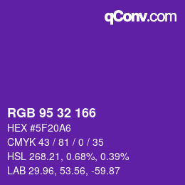 Color code: RGB 95 32 166 | qconv.com