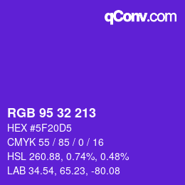 Color code: RGB 95 32 213 | qconv.com