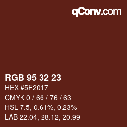 Color code: RGB 95 32 23 | qconv.com