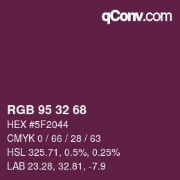 Color code: RGB 95 32 68 | qconv.com