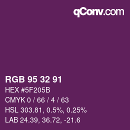 カラーコード: RGB 95 32 91 | qconv.com