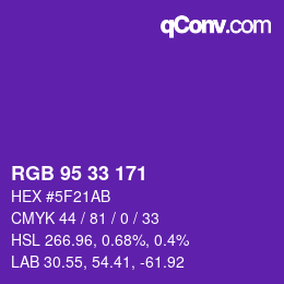 Color code: RGB 95 33 171 | qconv.com