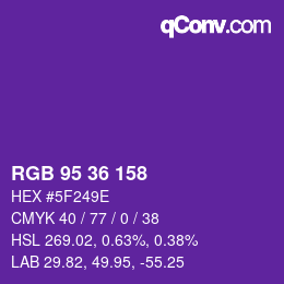 Color code: RGB 95 36 158 | qconv.com