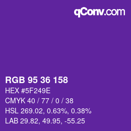 Color code: RGB 95 36 158 | qconv.com