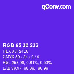 Color code: RGB 95 36 232 | qconv.com