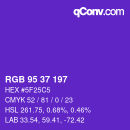 Color code: RGB 95 37 197 | qconv.com