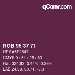 Color code: RGB 95 37 71 | qconv.com