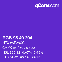 Color code: RGB 95 40 204 | qconv.com